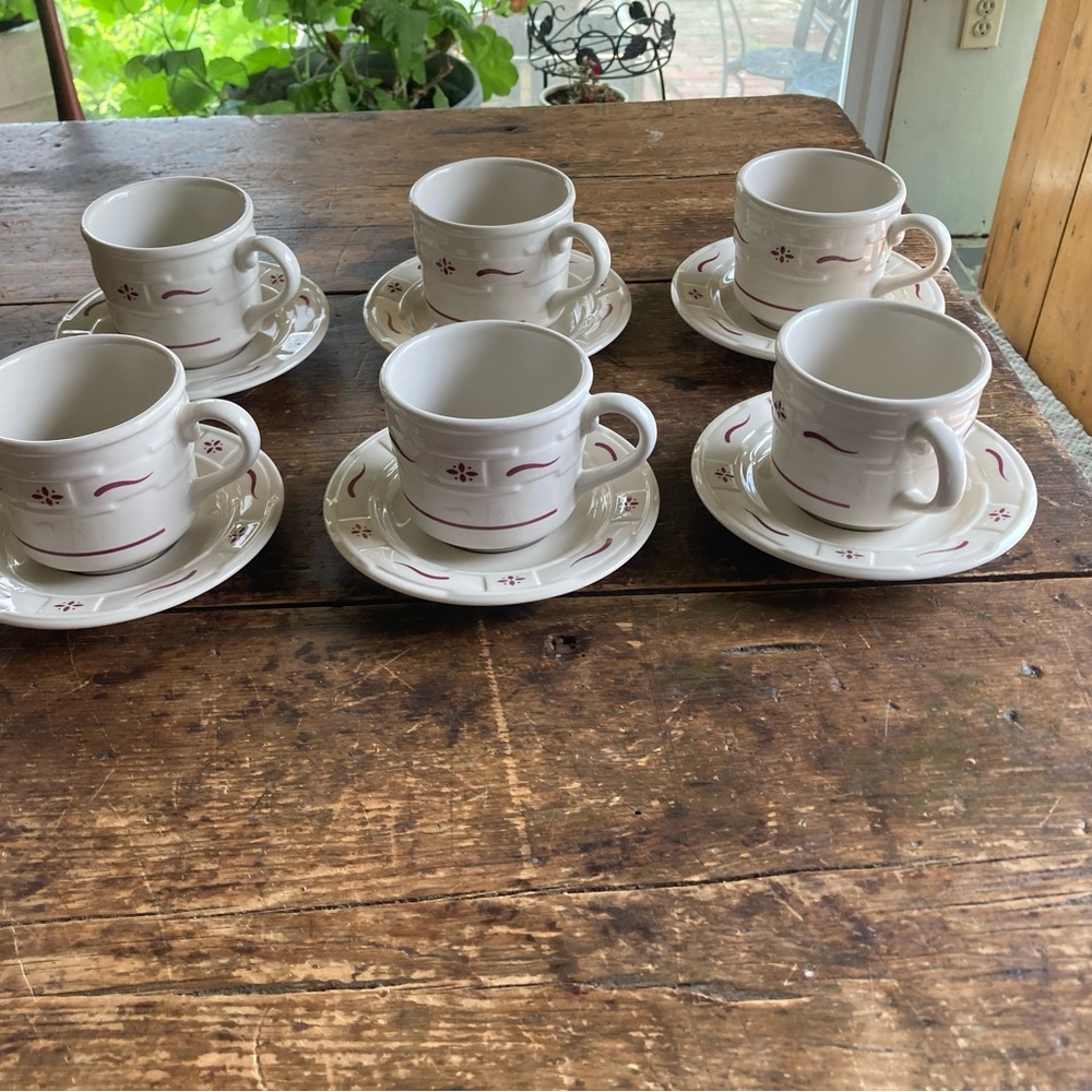 Longaberger White and paprika cup and saucer